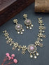 Gold Plated Pink Mozannite Like Necklace set