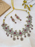Gold Plated Peacock motif Ruby red and White CZ Necklace set
