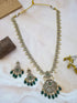 Gold Plated Long Necklace with green drops
