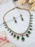 Gold plated Green CZ 3D Choer Necklace Set