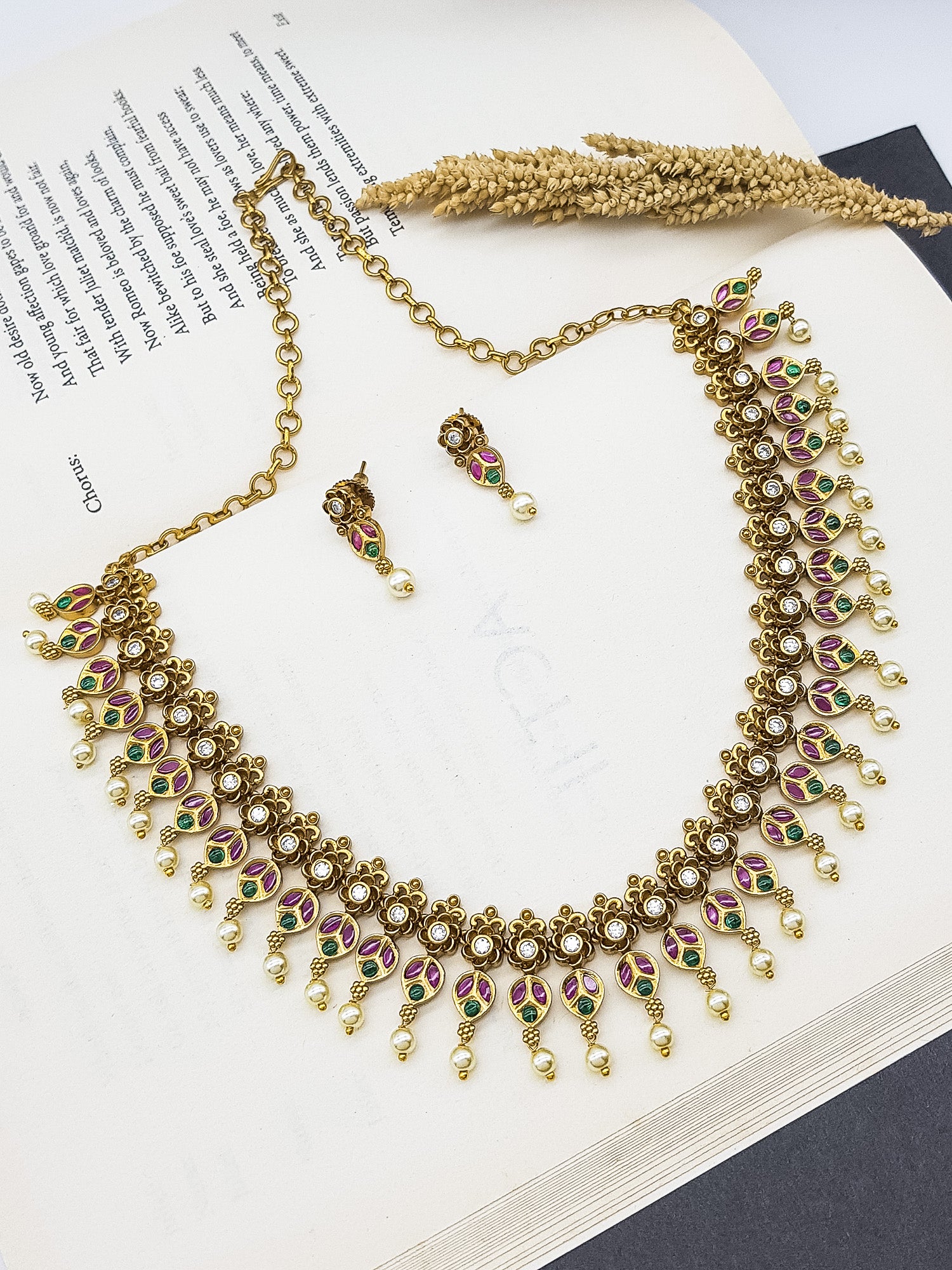 Gold Plated Real Kemp Medium necklace Set