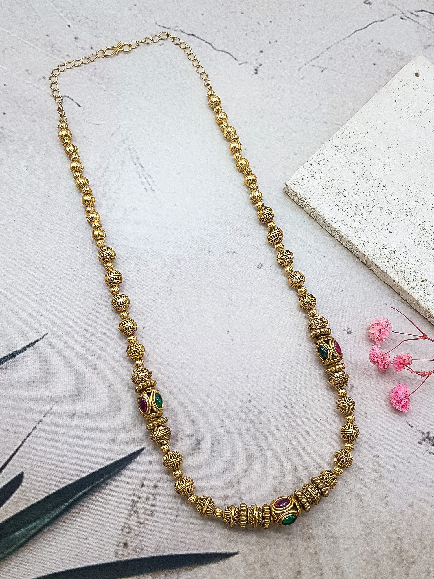 Gold Plated Gundumala Necklace Set