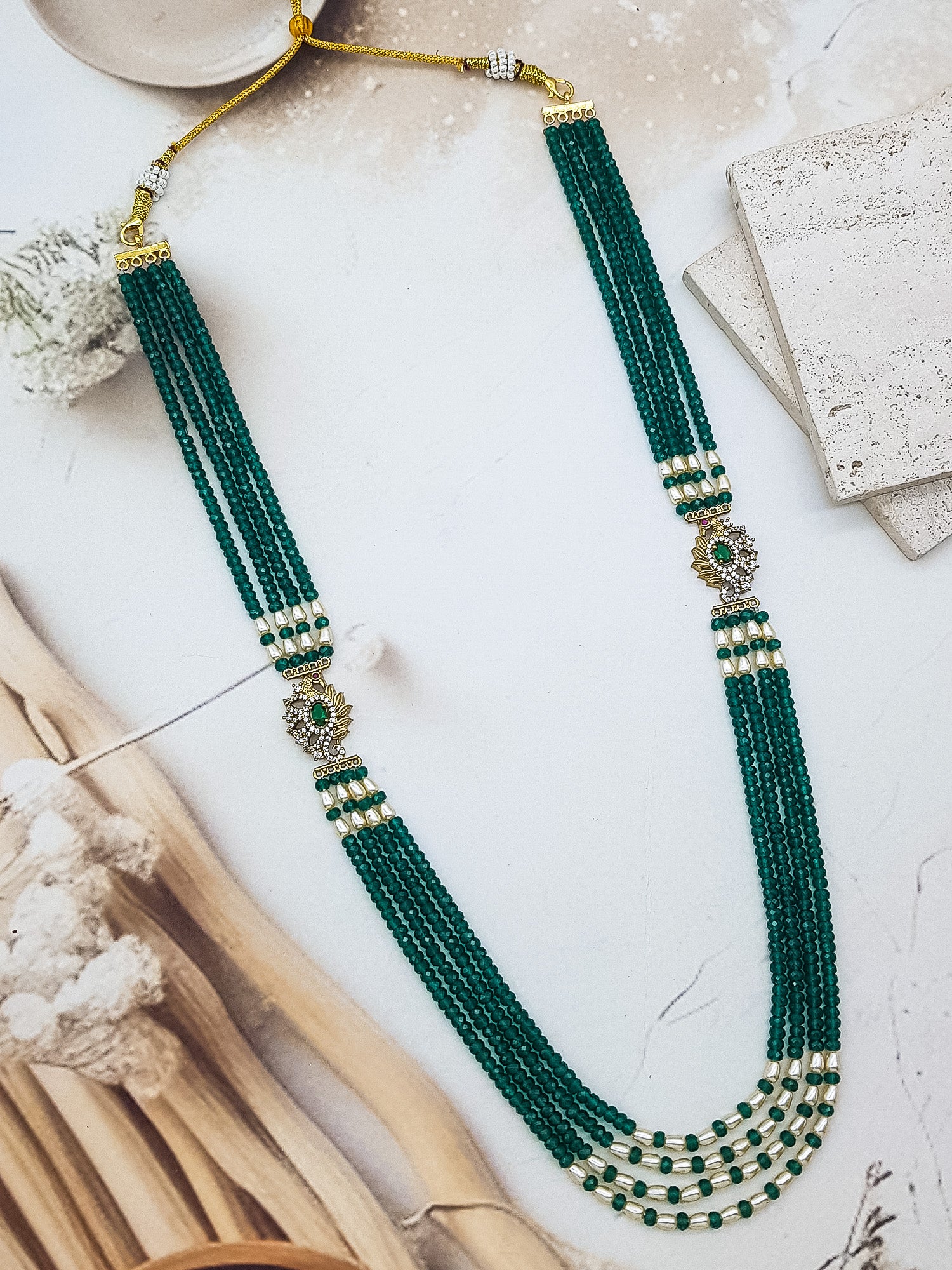 Real crystal with swaroski pearls multilayer with peacock mopu/brooch