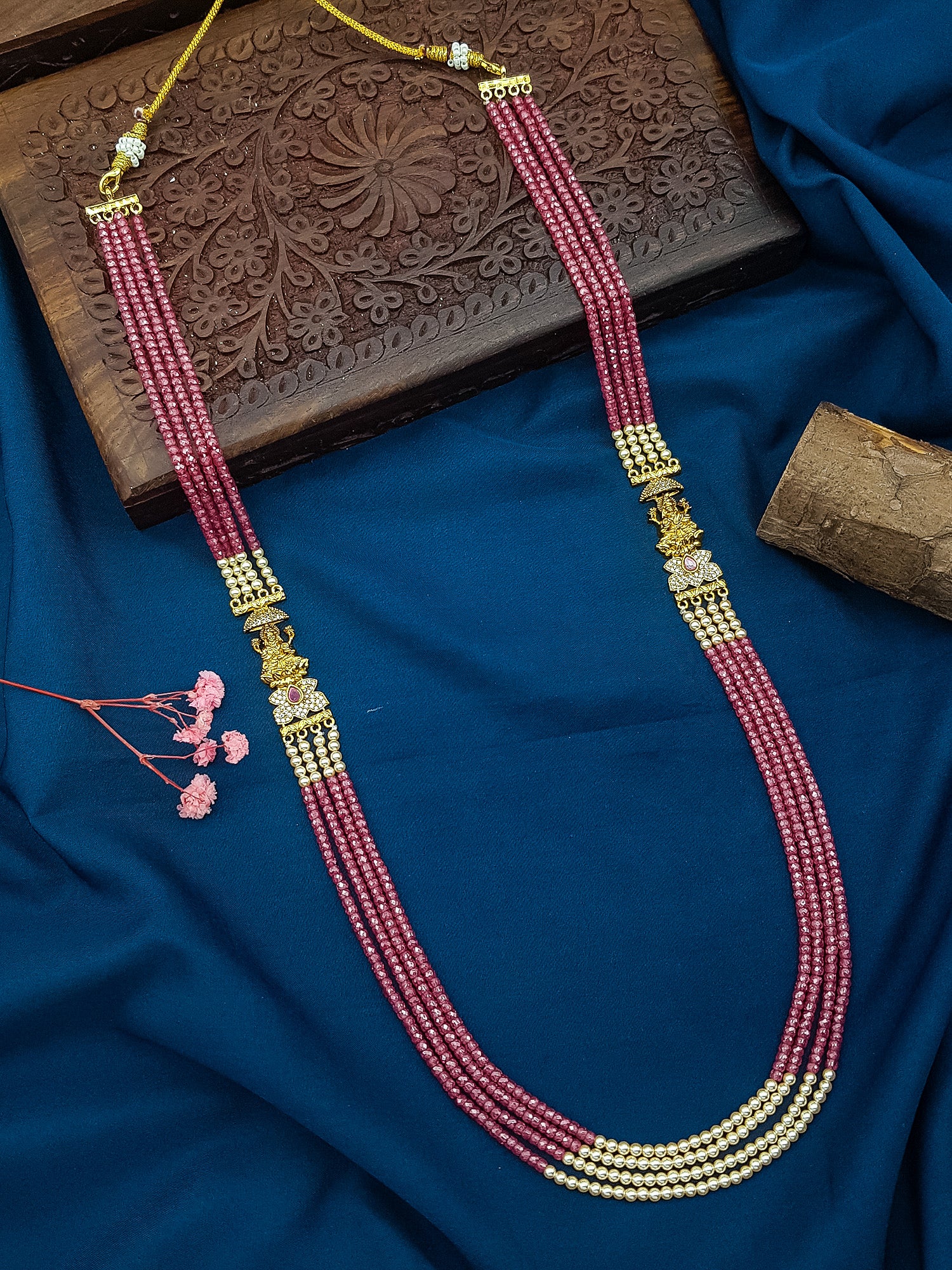 Ruby Glass CZ Real Crystals with Laxmi Mopu