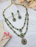 Premium Victorian Bridal Pink/Green Layered CZ Choker Necklace Set  0825