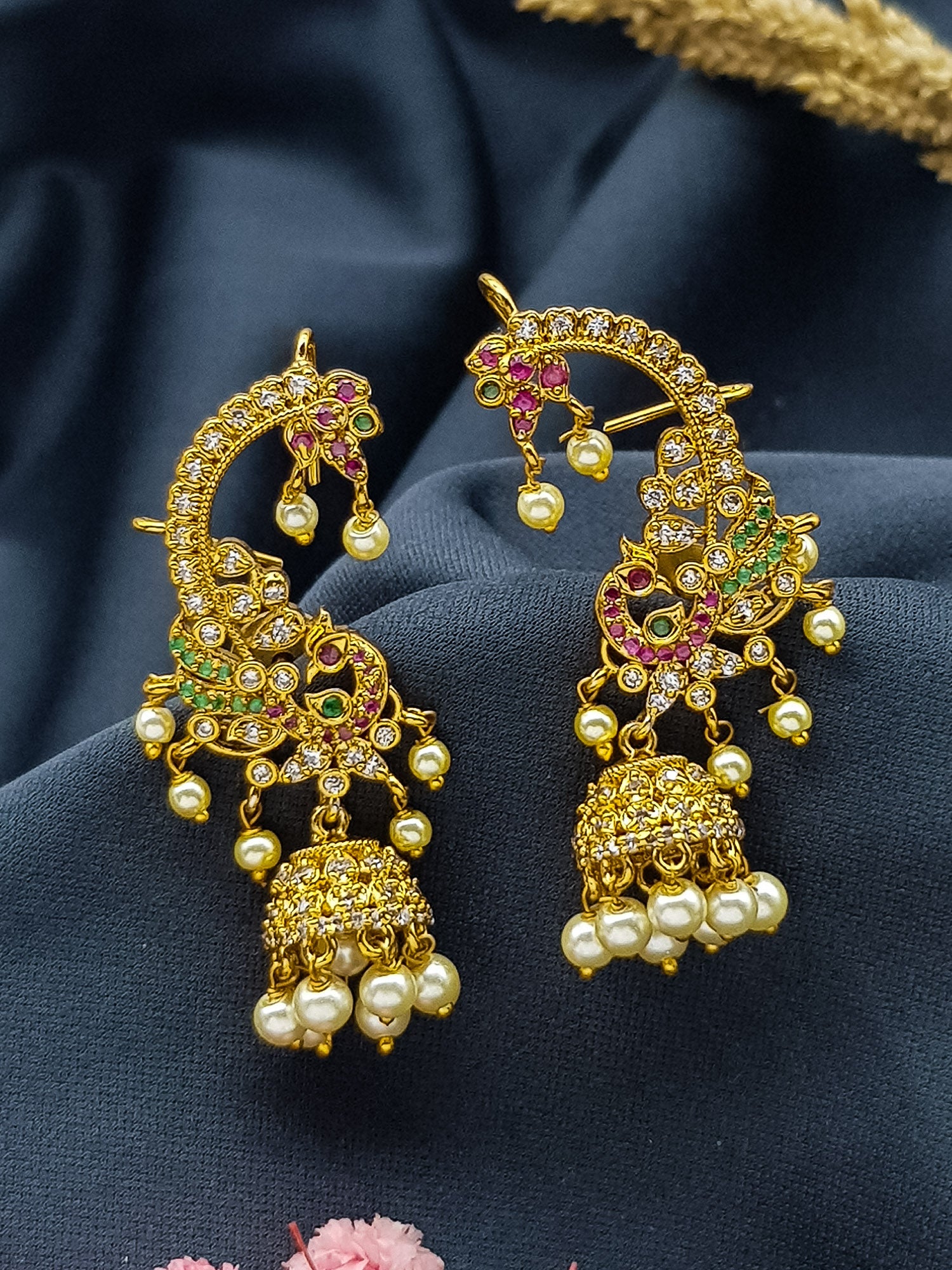 Gold plated Classic bluetooth Jhumka Earrings