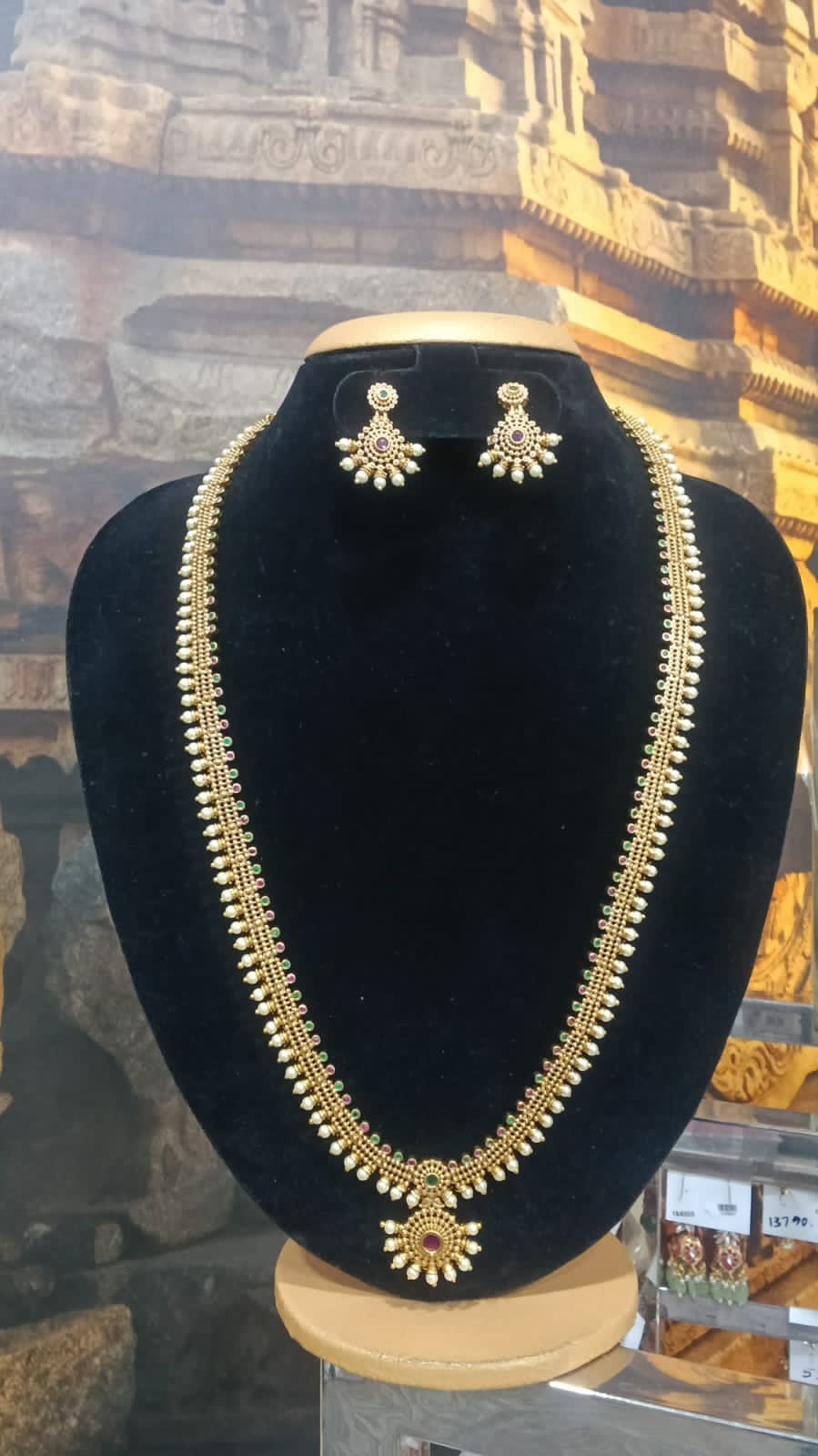 Short/Long CZ Necklace Set with pearl drop