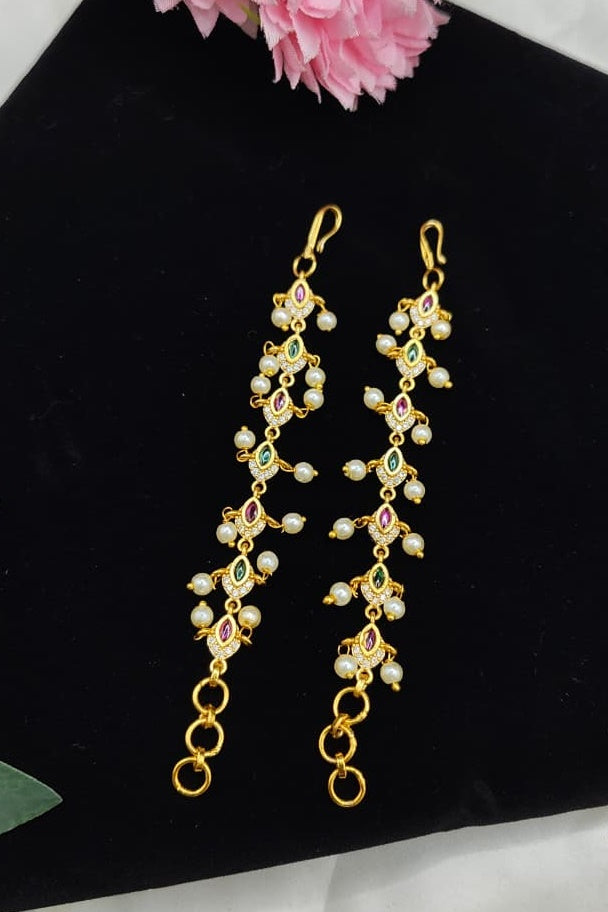 Gold Plated Plain Single Line Maatil with zercon stones