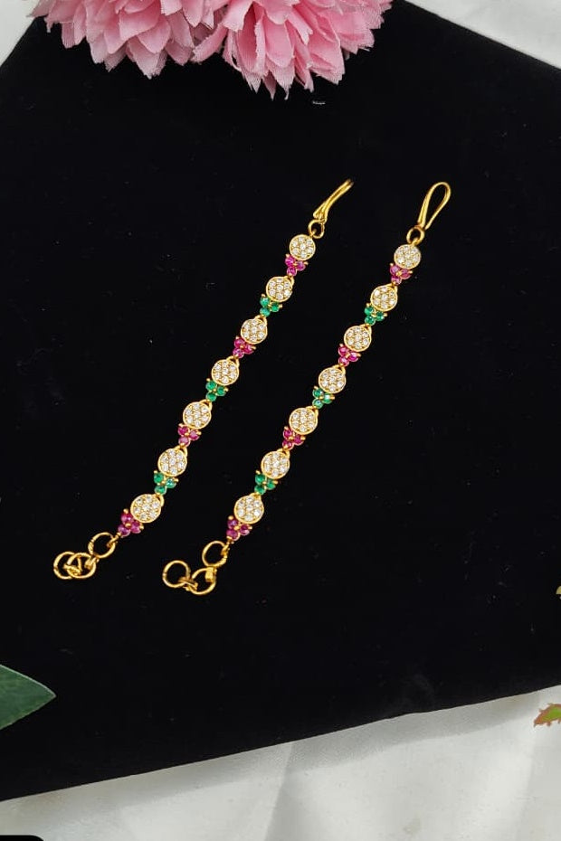 Gold Plated Plain Single Line Maatil with zercon stones