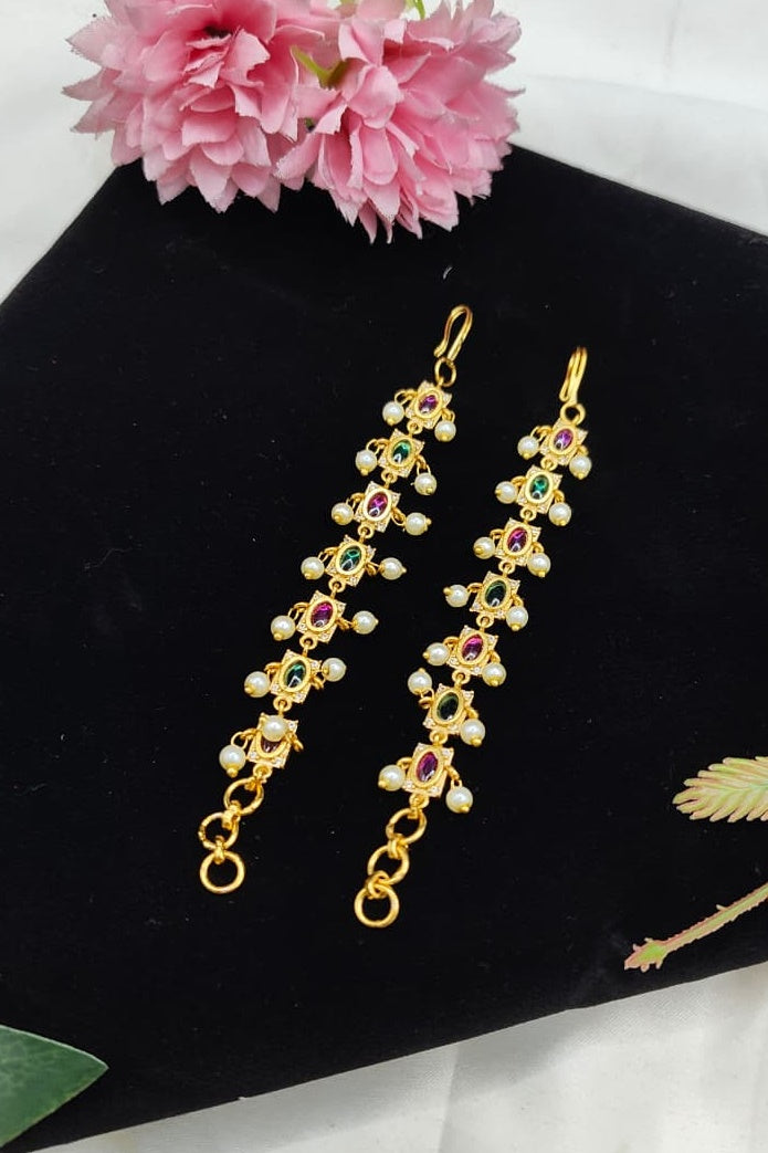 Gold Plated Plain Single Line Maatil with zercon stones