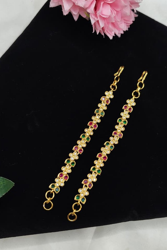 Gold Plated Plain Single Line Maatil with zercon stones