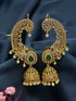 Gold plated Classic Bluetooth Jhumka Earrings with cz stones