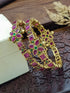 Gold plated Floral Stone Studded Set of 2 bangles