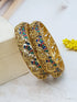 Gold plated Floral Stone Studded Floral Peacock Set of 2 bangles