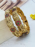 Gold plated Floral Stone Studded Floral Laxmi Set of 2 bangles