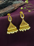 Gold plated jhumka with Red sones