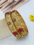 Gold plated Enameled Lotus Floral Set of 2 bangles