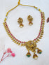 Premium Copper base antique gold plated Gold look alike temple jewelry with ruby