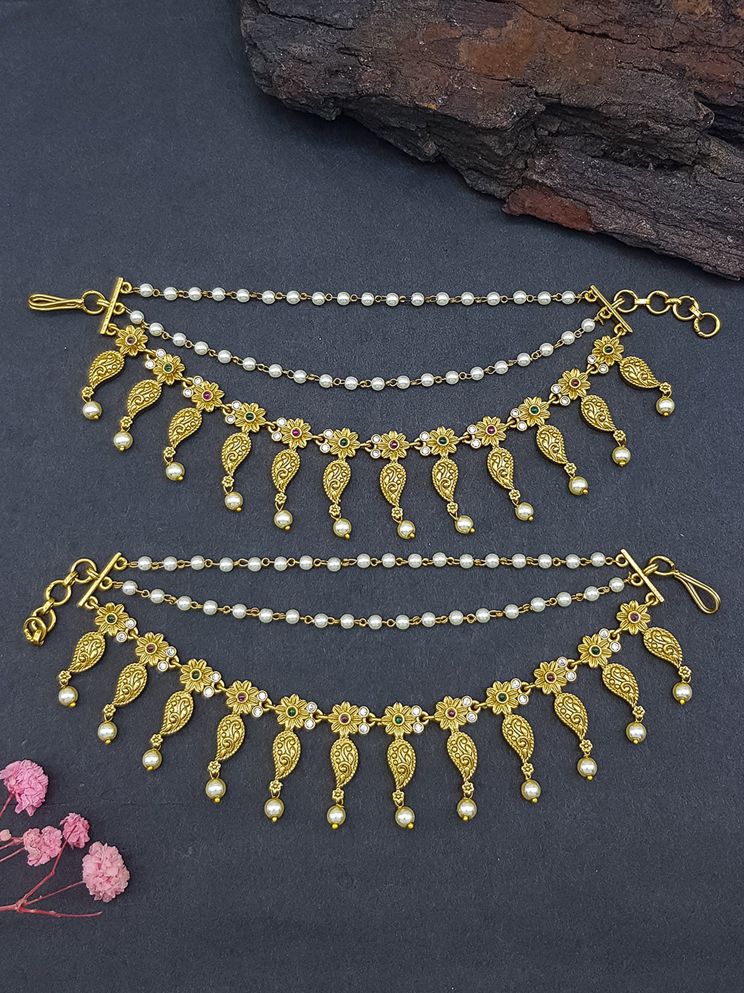 3 layer Matil with CZ/Ad stones /Pearls