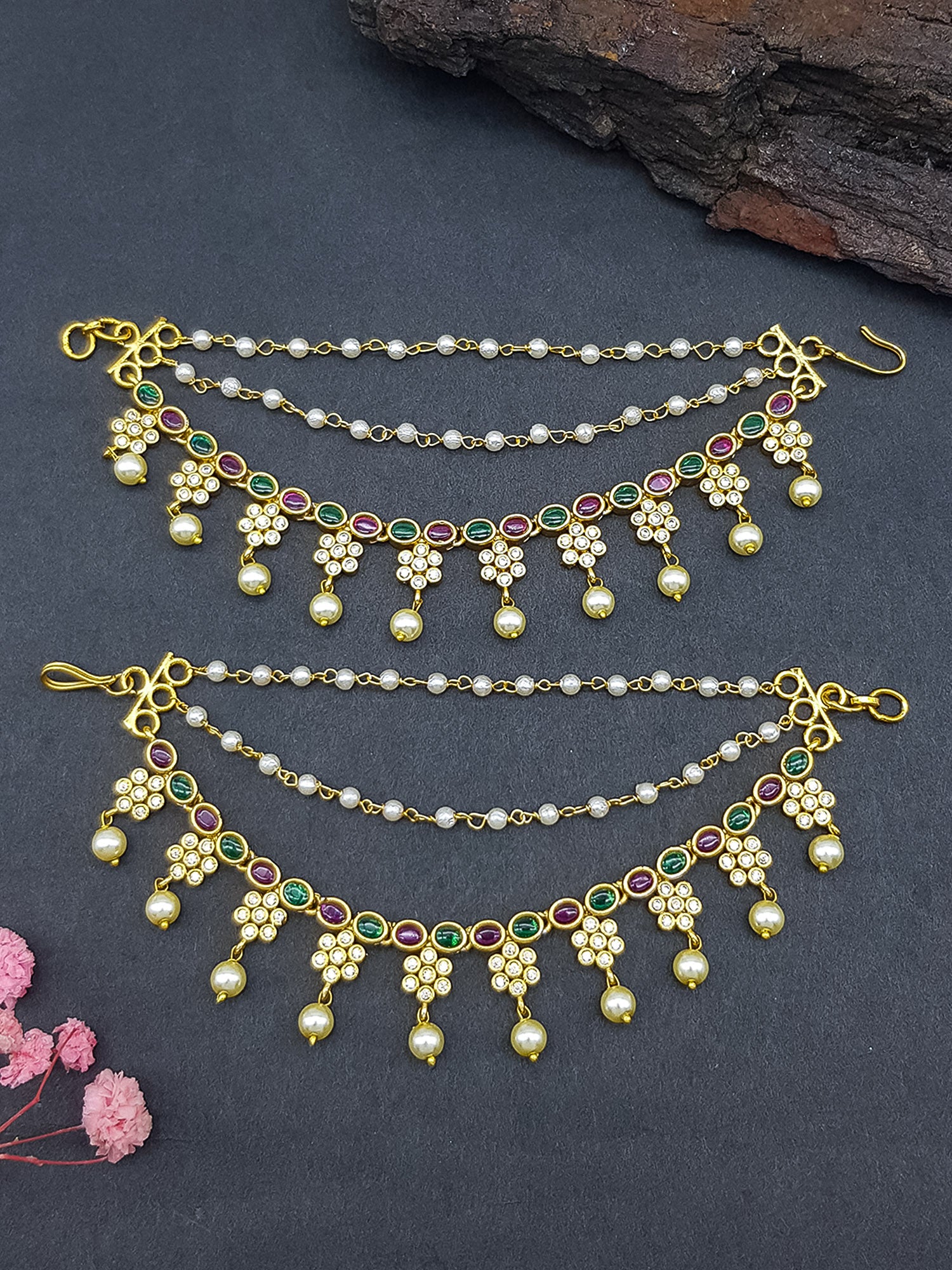 3 layer Matil with CZ/Ad stones /Pearls