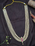 22 inches Long 5 lines Real 6 mm Pearl with golden Crystal/Mani Necklace set Multilayer with Straight kundan pendant