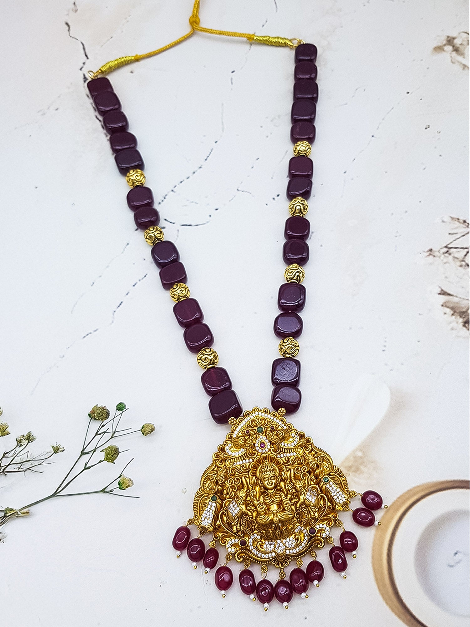 Jade Natural Stone with Laxmi Pendant