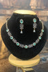 Gold Plated White and Mint green/mint pink CZ Necklace Set