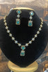 Gold Plated Premium CZ Necklace Set with Mint green /Multicolor layer necklace Stones