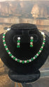 Gold Plated White and Mint green/green CZ Necklace Set