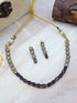 Gold Plated White and Dark Blue CZ Necklace Set