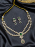 2 layer drop white and green cz necklace set