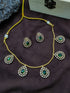 Drop design necklace in green white cz stones