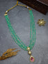 Green cz natural stone with 3 mm Hyderabdi pearl in zig zag pattern 3 layer Necklace 20 inches
