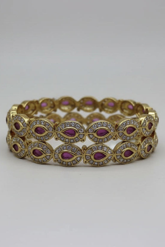 Gold Plated Set of 2 premium CZ Bangles