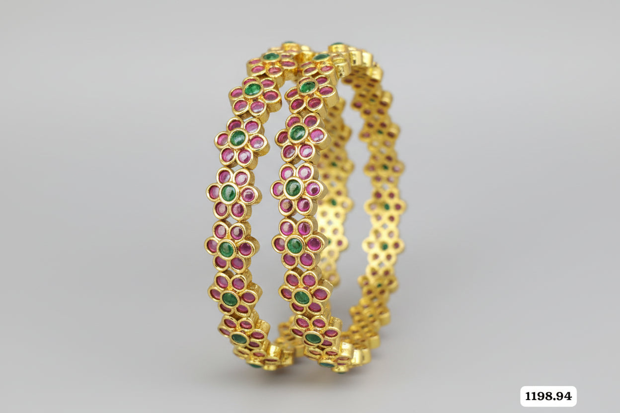 Gold Plated Set of 2 premium CZ Bangles