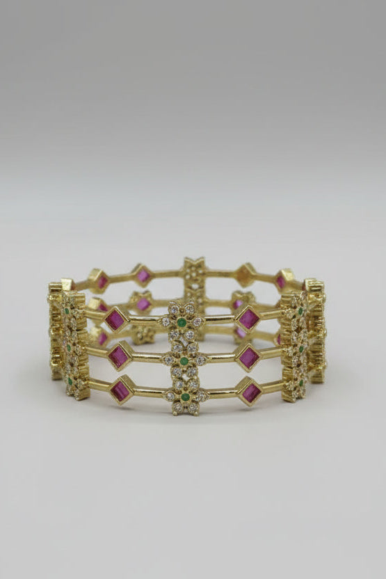 Gold Plated Set of 2 premium CZ Bangles