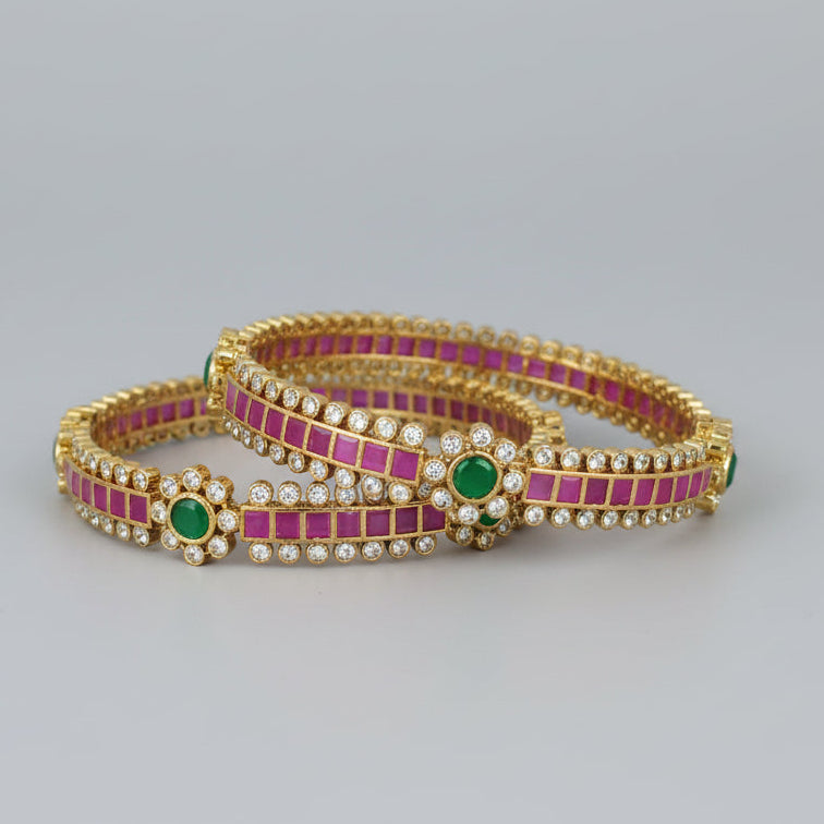 Gold Plated Set of 2 premium CZ Bangles