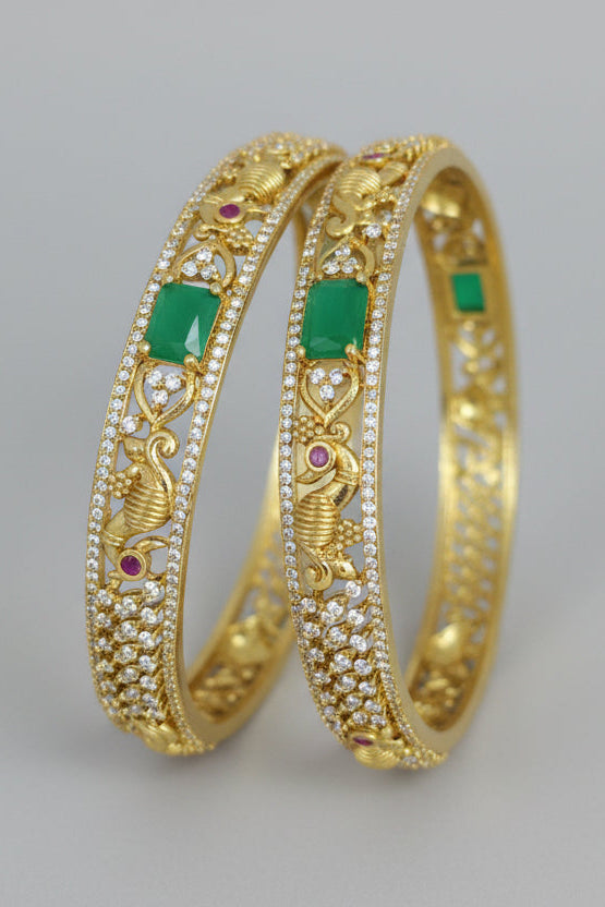 Gold Plated Set of 2 premium CZ Bangles