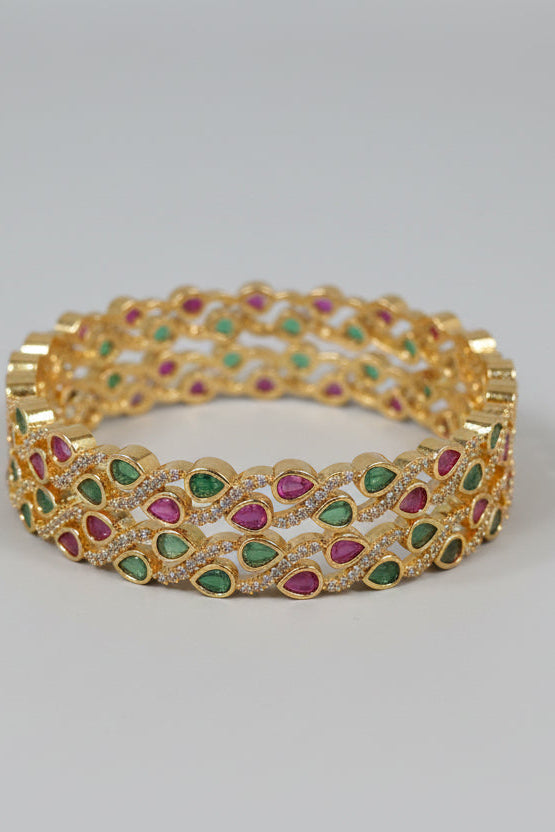 Gold Plated Set of 2 premium CZ Bangles