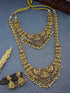 Premium Gold Finish Temple Lakshmi Combo Necklace Set