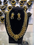 Premium Gold Plated Long Laxmi Necklace Set with CZ Stones