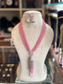 Pink Shade Onyx Tussel Necklace Set