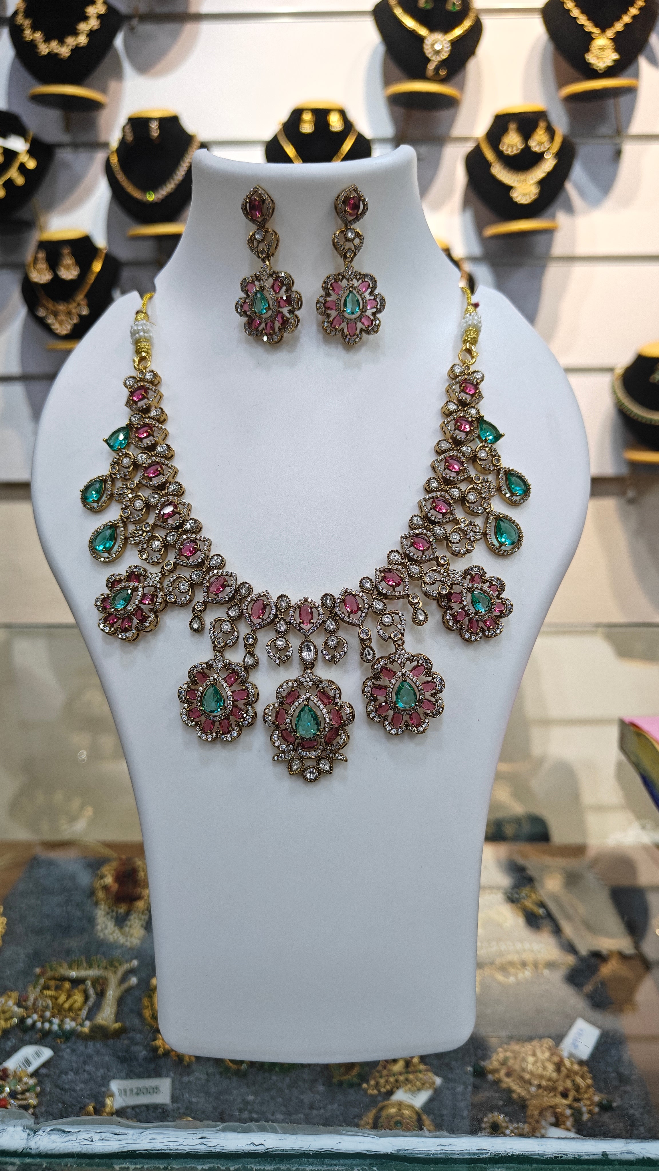 Premium Gold plated Floral CZ Necklace Set