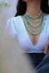 African Jade Tumble Stone with 6mm Pearl Royal Maala Necklace set