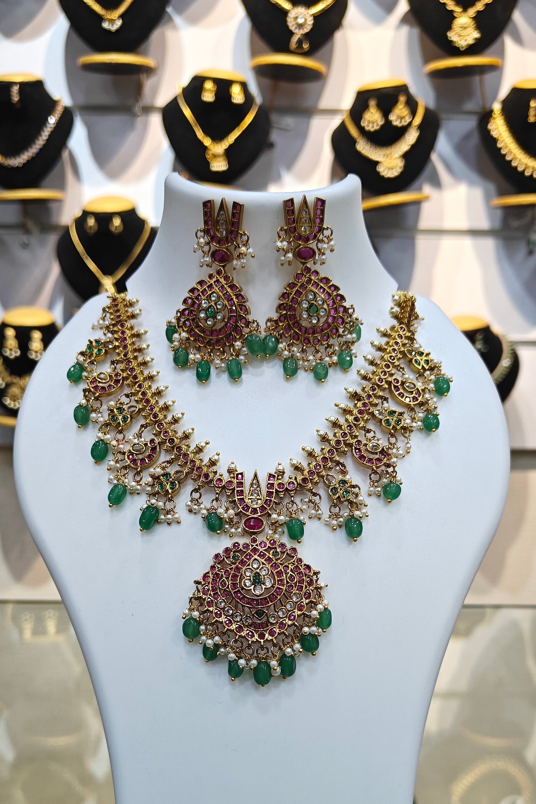 Premium Peacock Jadau Necklace Set