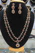 Gold Plated Layered Long CZ Necklace Set