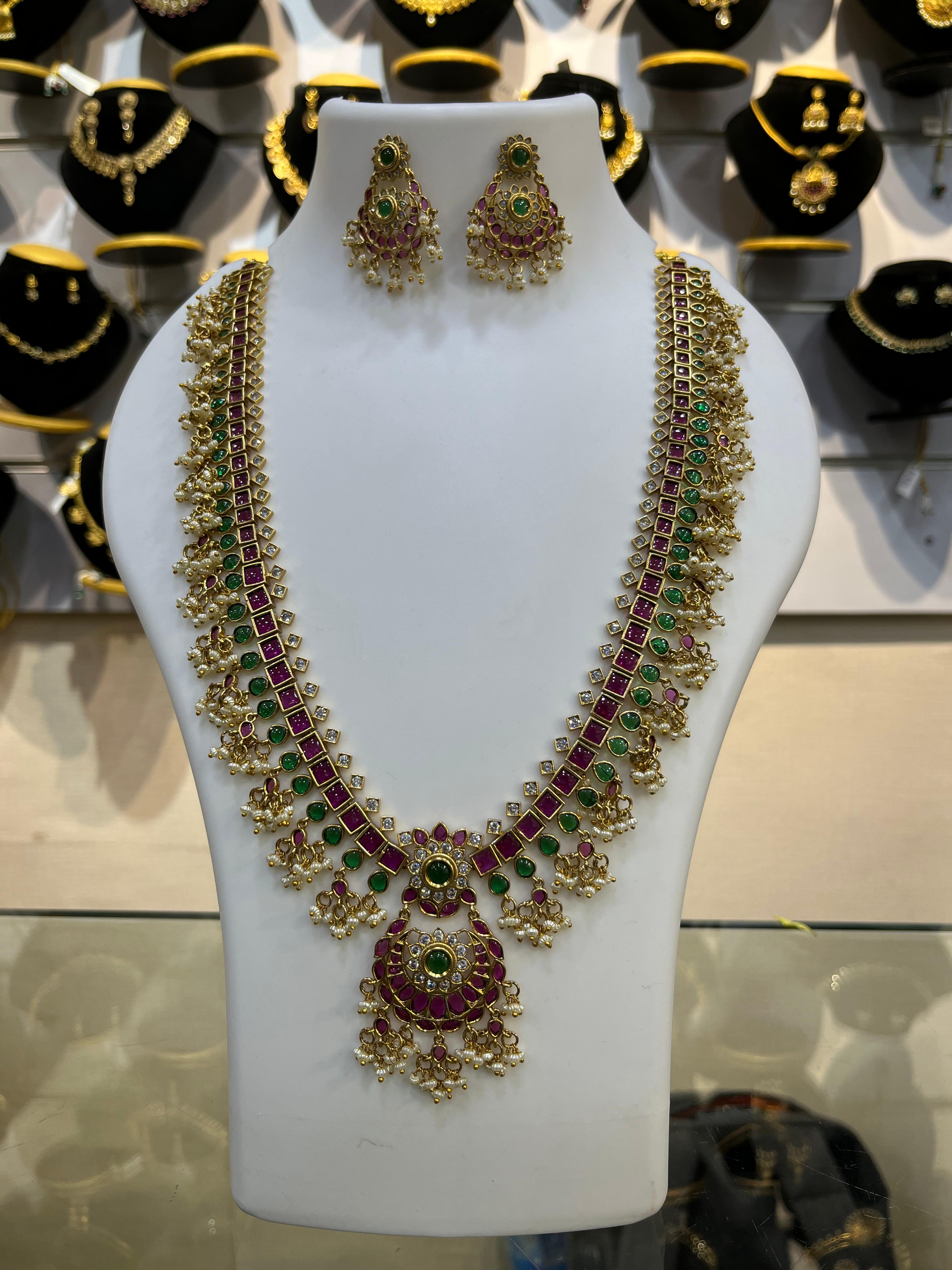 Premium Jadau Long necklace Set