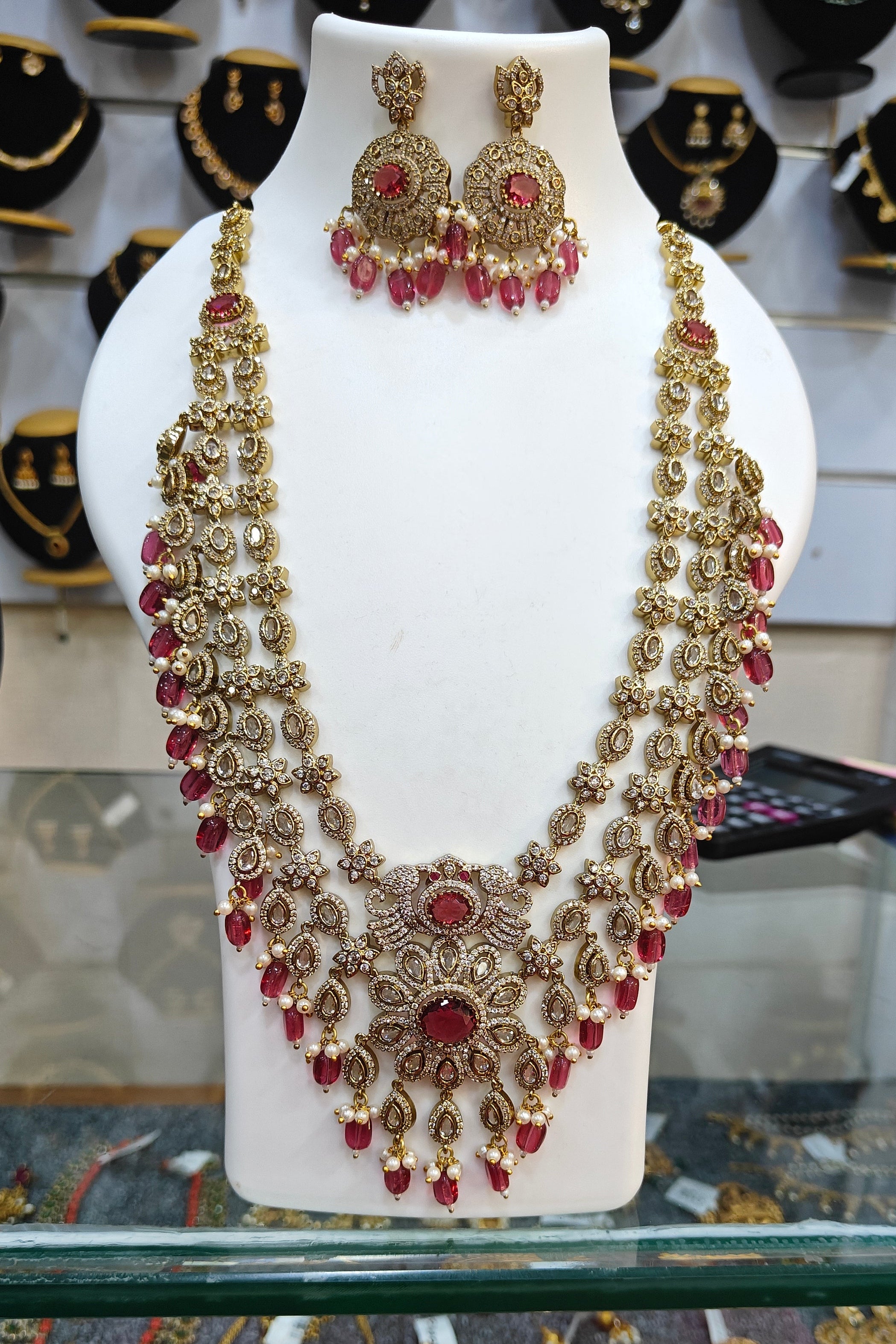 Gold Plated Bridal Layered Necklace Set