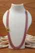 Onion Color Onyx 4 mm semi precious stones 26 inches necklace set with Krishna Mopu/brooch