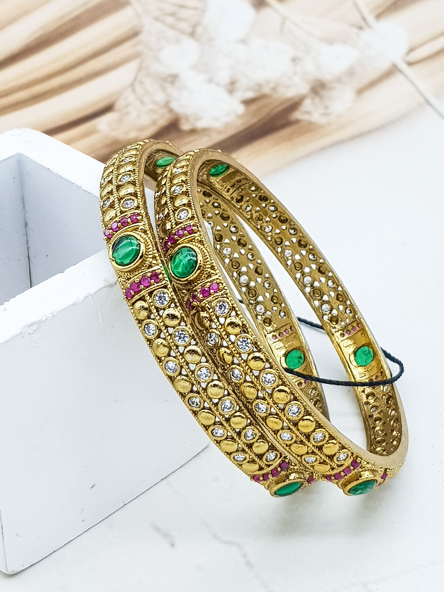 Gold plated AD bangles set of 2